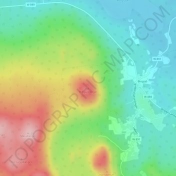 Topografisk karta Bingsjöberget, höjd, relief