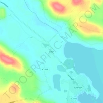 Topografisk karta Åbyn, höjd, relief