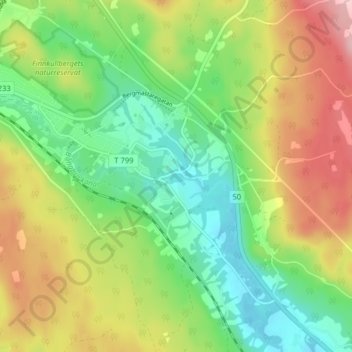 Topografisk karta Bångbro, höjd, relief