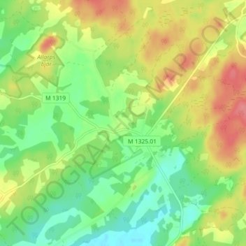 Topografisk karta Hallaröd, höjd, relief