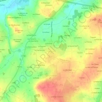 Topografisk karta Maroué, höjd, relief