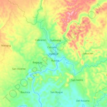 Topografisk karta Jovellar, höjd, relief