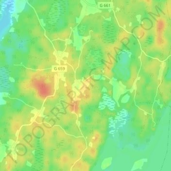 Topografisk karta Röckla, höjd, relief