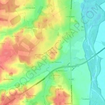 Topografisk karta La Croix d'Or, höjd, relief