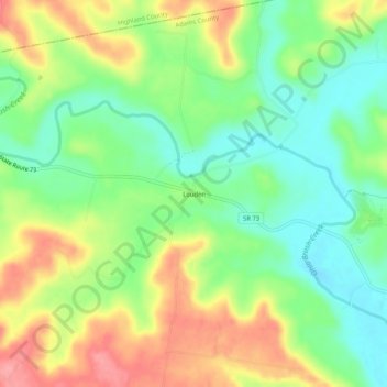 Topografisk karta Louden, höjd, relief