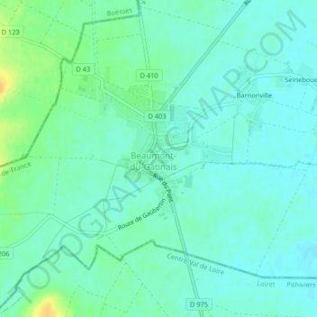 Topografisk karta Beaumont, höjd, relief