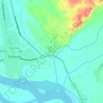 Topografisk karta Arcon, höjd, relief