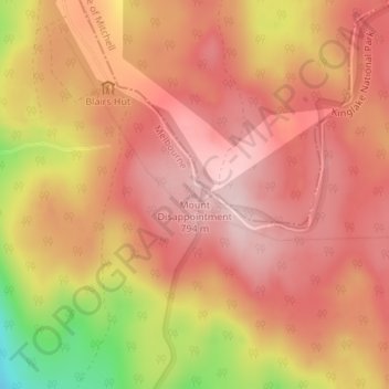 Topografisk karta Mount Disappointment, höjd, relief