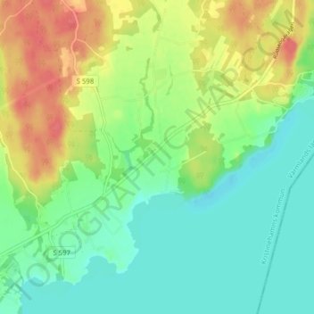 Topografisk karta Gottbol, höjd, relief