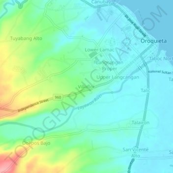 Topografisk karta Villaflor, höjd, relief
