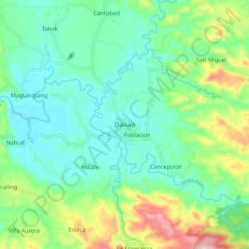 Topografisk karta Danao, höjd, relief