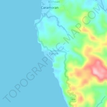 Topografisk karta Dariao, höjd, relief