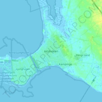 Topografisk karta Höllviken, höjd, relief