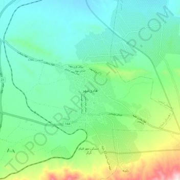 Topografisk karta Hadishahr, höjd, relief