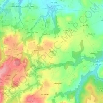 Topografisk karta Trolan, höjd, relief