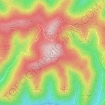 Topografisk karta Grand Wintersberg, höjd, relief
