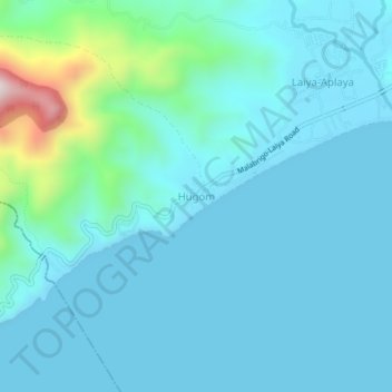 Topografisk karta Hugom, höjd, relief