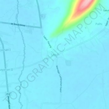 Topografisk karta Sapul, höjd, relief