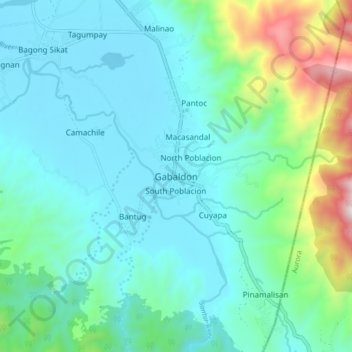 Topografisk karta Gabaldon, höjd, relief
