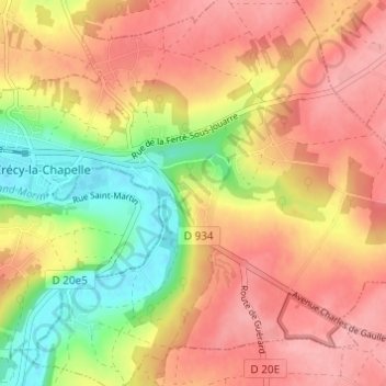 Topografisk karta Libernon, höjd, relief