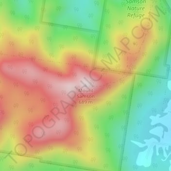 Topografisk karta Mount Samson, höjd, relief