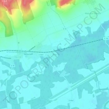 Topografisk karta Toury, höjd, relief