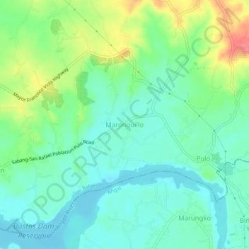 Topografisk karta Maronquillo, höjd, relief