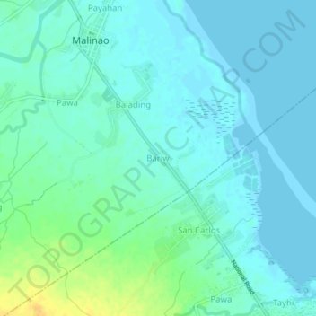 Topografisk karta Bariw, höjd, relief