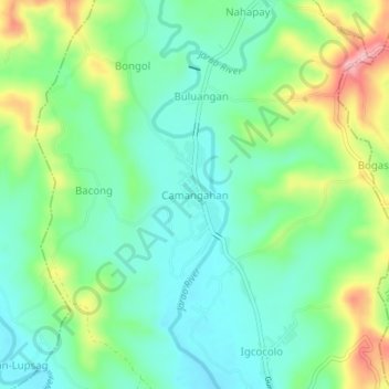 Topografisk karta Camangahan, höjd, relief