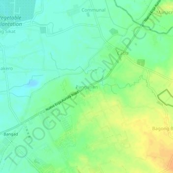 Topografisk karta Pangatian, höjd, relief