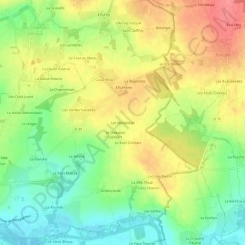 Topografisk karta Les Morandais, höjd, relief