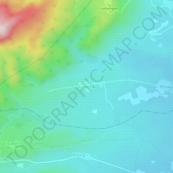 Topografisk karta Luneta, höjd, relief