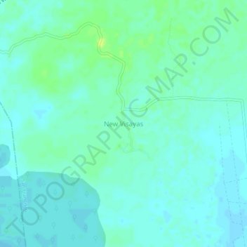 Topografisk karta New Visayas, höjd, relief