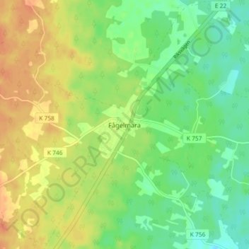 Topografisk karta Fågelmara, höjd, relief