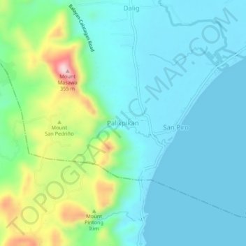 Topografisk karta Palikpikan, höjd, relief