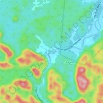 Topografisk karta Binaloan, höjd, relief