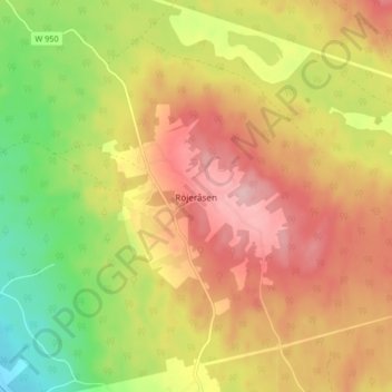 Topografisk karta Röjeråsen, höjd, relief