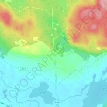 Topografisk karta Knåda, höjd, relief