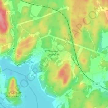 Topografisk karta Jössefors, höjd, relief