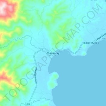 Topografisk karta Mansalay, höjd, relief