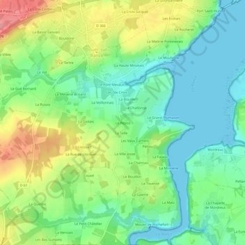 Topografisk karta Le Repos, höjd, relief