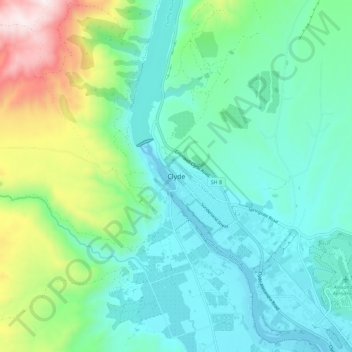 Topografisk karta Clyde, höjd, relief