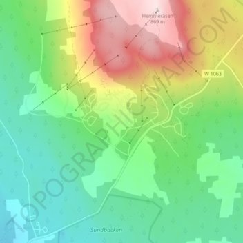 Topografisk karta Himmelfjäll, höjd, relief