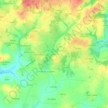 Topografisk karta La Gare, höjd, relief