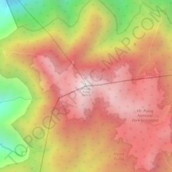 Topografisk karta Mount Pulag, höjd, relief