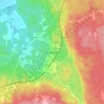 Topografisk karta Finnerödja, höjd, relief