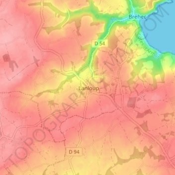 Topografisk karta Kerlabia, höjd, relief