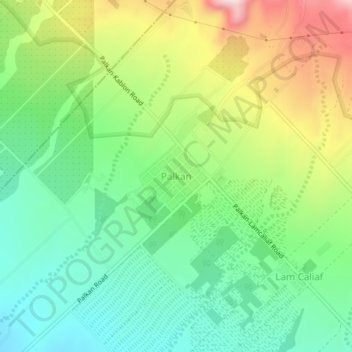 Topografisk karta Palkan, höjd, relief