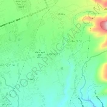 Topografisk karta San Isidro, höjd, relief
