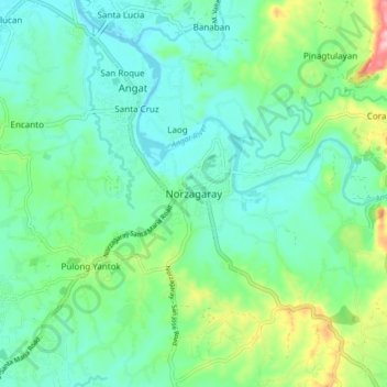 Topografisk karta Norzagaray, höjd, relief